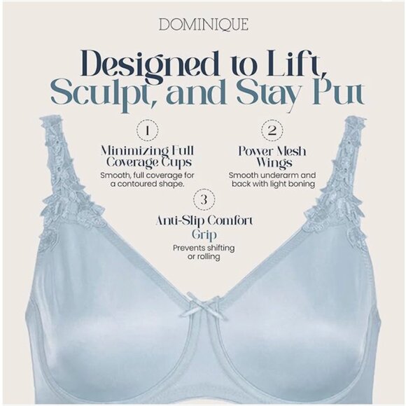 NWT Dominique Mystique Minimizer Bra #7000 Seamless Full Figure Underwire, 48D - Picture 2 of 3